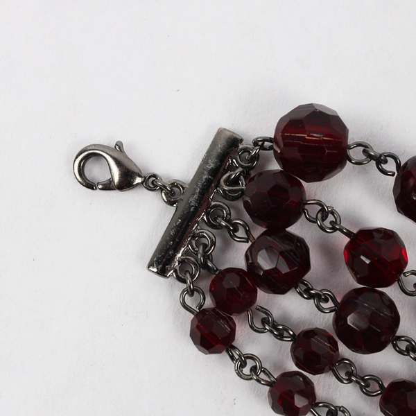 Five Strand Dark Red Beaded Necklace 18" Costume Fashion Jewelry