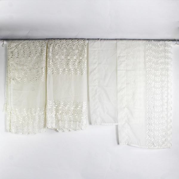 Lot Of 4 Lichtenberg Sheer 2 Valance & 2 Panel Curtains White Floral Lace