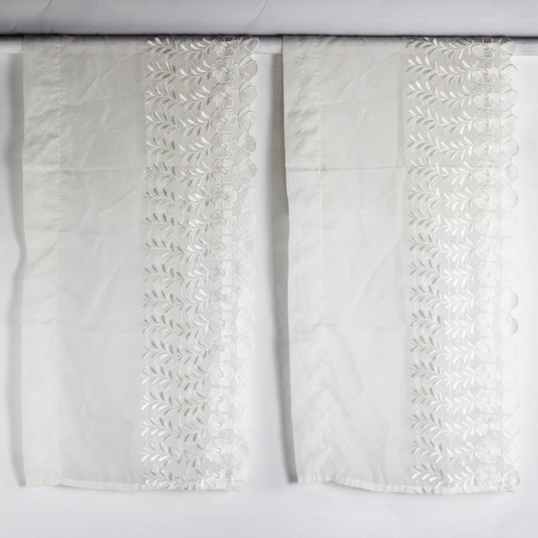 Lot Of 4 Lichtenberg Sheer 2 Valance & 2 Panel Curtains White Floral Lace