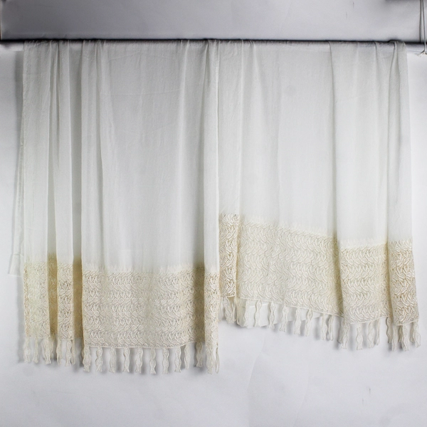Lot Of 2 Unbranded Sheer White Cream Lace Panel Curtains 51" x 82"