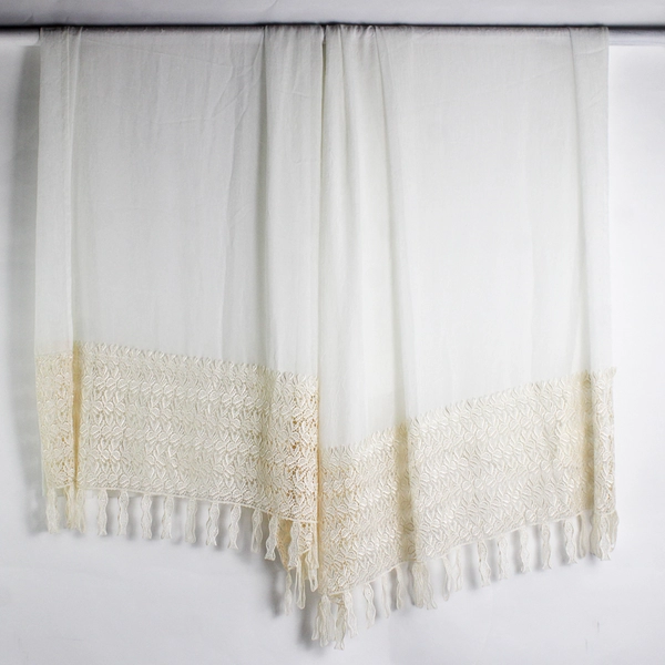 Lot Of 2 Unbranded Sheer White Cream Lace Panel Curtains 51" x 82"