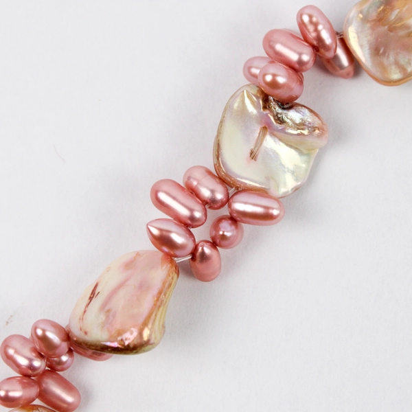 Pink Baroque Pearl Lustrous Beaded Necklace 17.5"