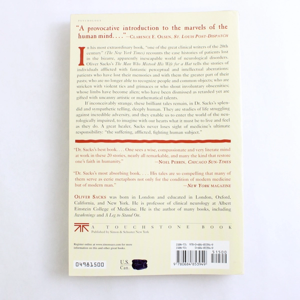 The Man Who Mistook His Wife For A Hat by Oliver Sacks Clinical Tales 1998 PB