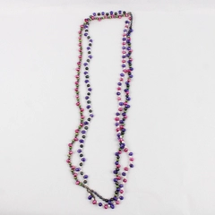Vibrant Multicolor Multi-Strand Baroque Pearl Necklace 22"