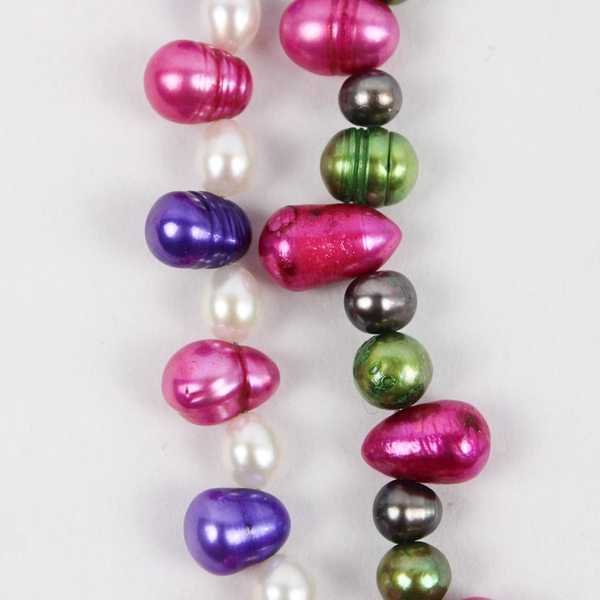 Vibrant Multicolor Multi-Strand Baroque Pearl Necklace 22"