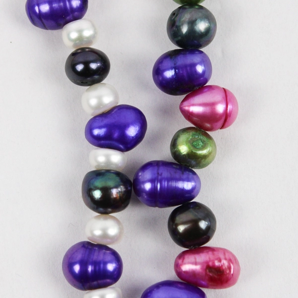 Vibrant Multicolor Multi-Strand Baroque Pearl Necklace 22"