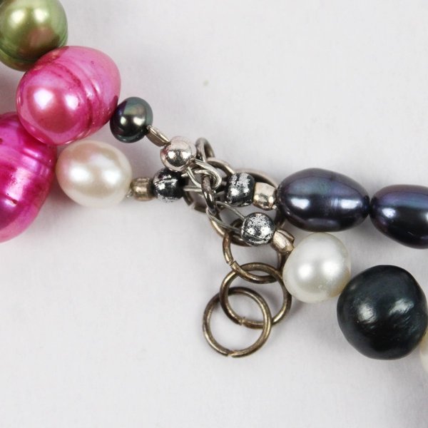 Vibrant Multicolor Multi-Strand Baroque Pearl Necklace 22"