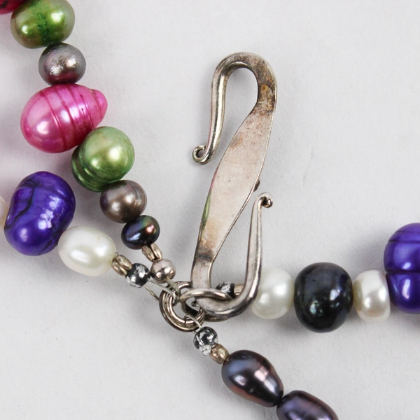 Vibrant Multicolor Multi-Strand Baroque Pearl Necklace 22"