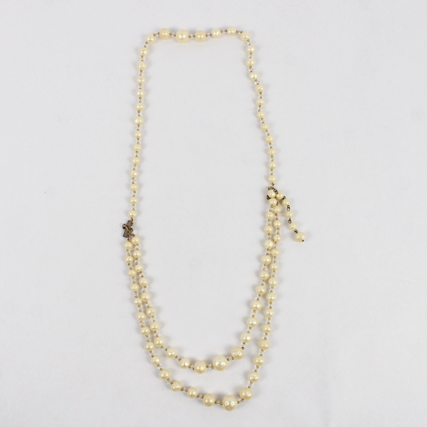 Vintage Hatty Carnegie Three-Strand Faux Pearl Necklace 18"