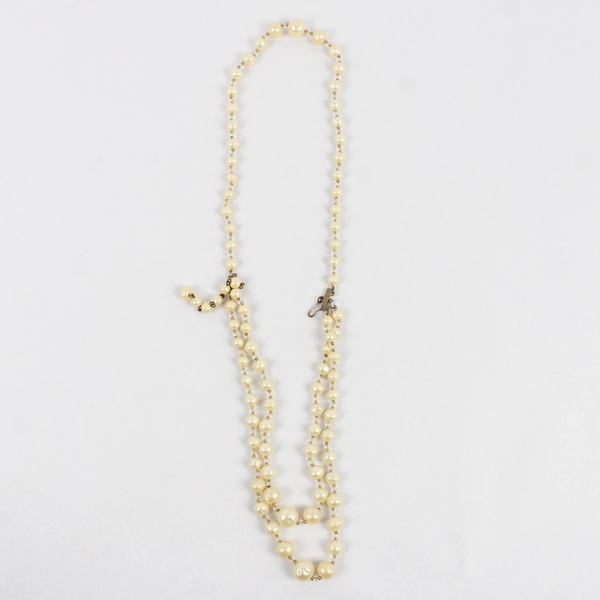 Vintage Hatty Carnegie Three-Strand Faux Pearl Necklace 18"