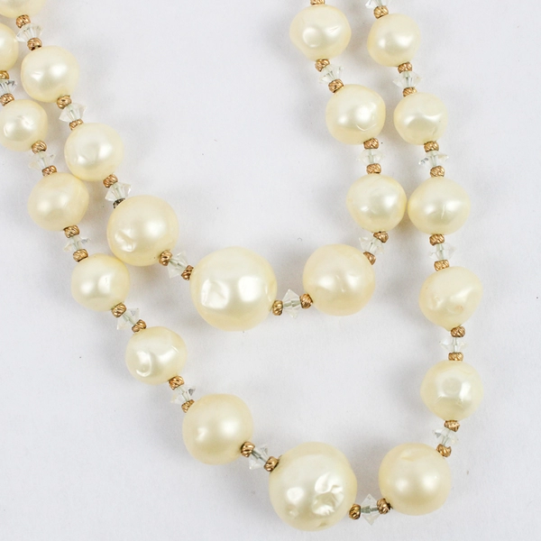Vintage Hatty Carnegie Three-Strand Faux Pearl Necklace 18"