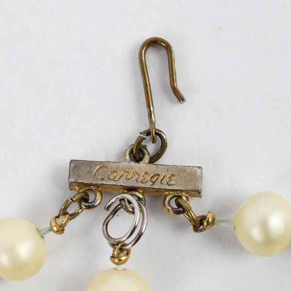 Vintage Hatty Carnegie Three-Strand Faux Pearl Necklace 18"