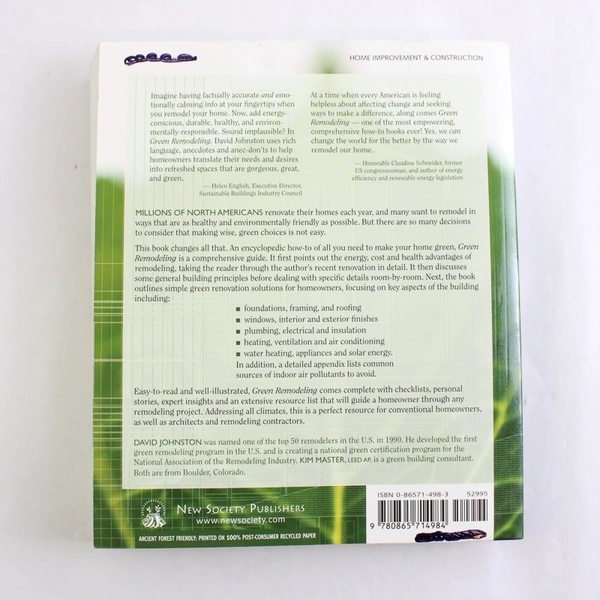 Green Remodeling David Johnston Kim Master 2006 Changing the World PB