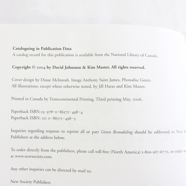 Green Remodeling David Johnston Kim Master 2006 Changing the World PB