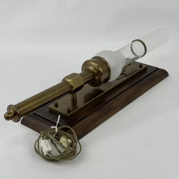 Bronze Corded Electric Wall Sconce Hurricane Lamp Mounted On Wood