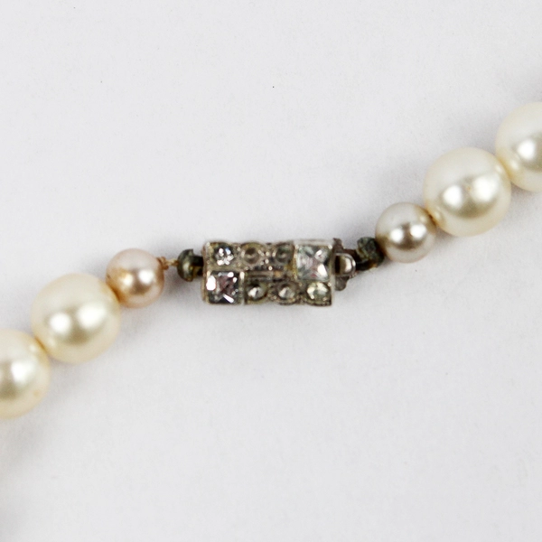 Lot of 2 White Faux Peal Beaded Necklaces 20" and 60"