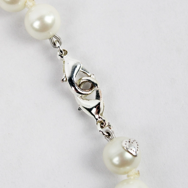 Lot of 2 White Faux Peal Beaded Necklaces 20" and 60"