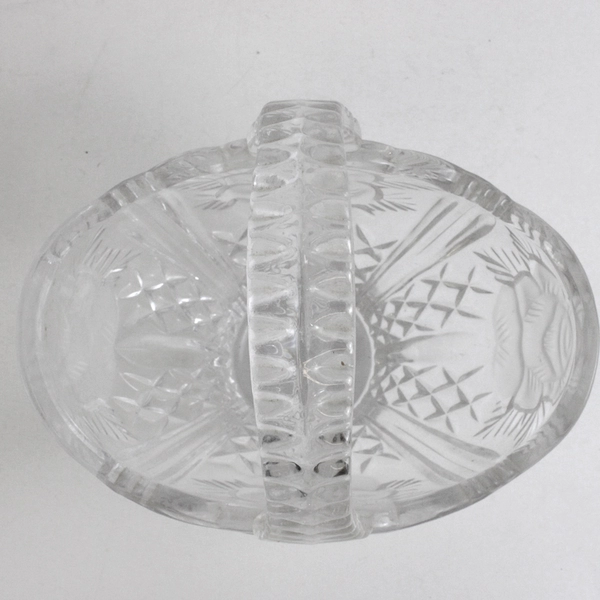 Anna Hutte Bleikristall 24% Lead Crystal Basket Frosted Roses Germany