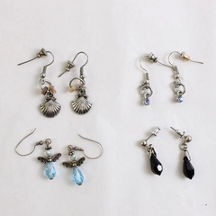 4 Sets of Unmarked Silver-Tone Dangle Drop Earrings