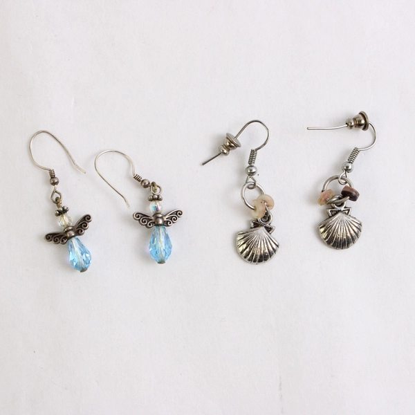 4 Sets of Unmarked Silver-Tone Dangle Drop Earrings