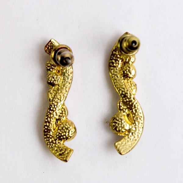Unmarked Gold-Tone Metal Colorless Stones Stud Earrings