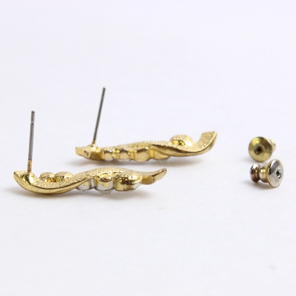 Unmarked Gold-Tone Metal Colorless Stones Stud Earrings
