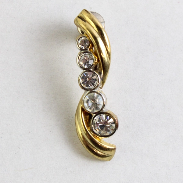 Unmarked Gold-Tone Metal Colorless Stones Stud Earrings