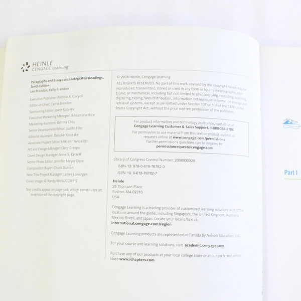 Paragraphs and Essays With Integrated Readings by Lee & Kelly Brandon 2008 PB
