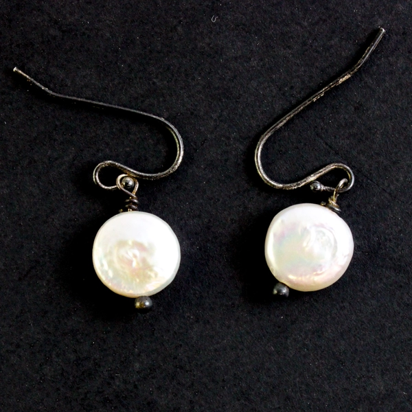 3 Pc Set Silver Tone Branch Pendant Necklace With Coin Pearl Drop Earrings