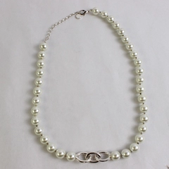 Anne Klein White Faux Pearl Chain Link Accent Necklace 23.5"
