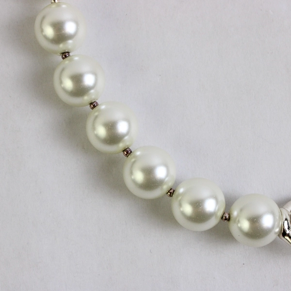Anne Klein White Faux Pearl Chain Link Accent Necklace 23.5"