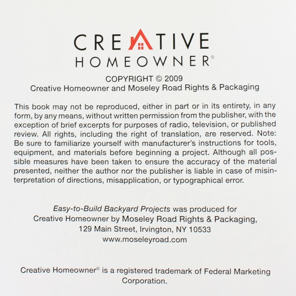 Easy to Build Backyard Projects by Monte Burch 2009 Paperback Green Edition