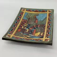 Decorative Ceramic Tile Wall Hanging or Platter 16x11 Inch Unique Design