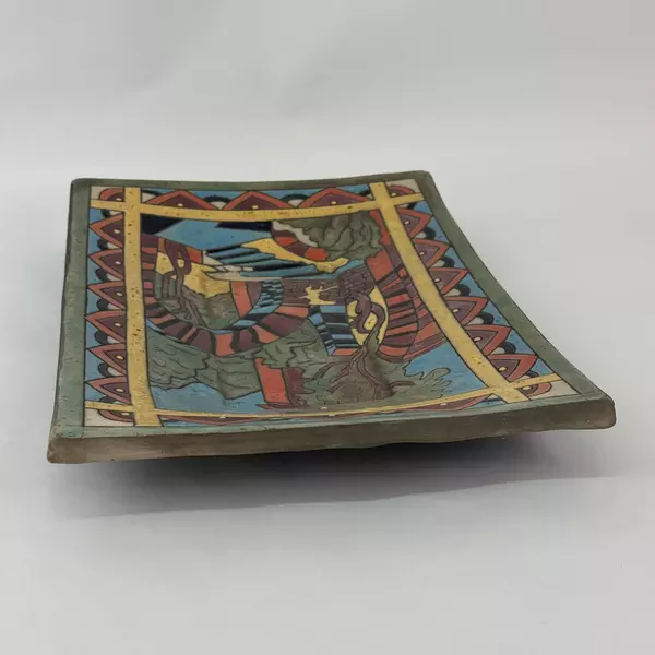 Decorative Ceramic Tile Wall Hanging or Platter 16x11 Inch Unique Design