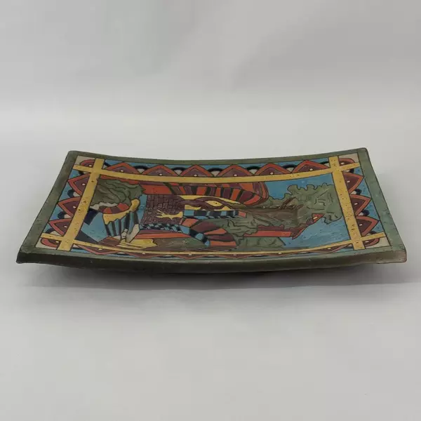 Decorative Ceramic Tile Wall Hanging or Platter 16x11 Inch Unique Design