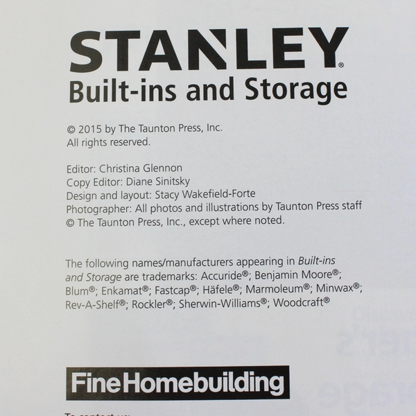 Fine Home Building Stanley Built-Ins and Storage A Homeowner's Guide 2015 PB