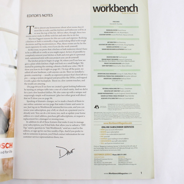 Workbench Magazine December 2008 Featuring Simple Kitchen Updates