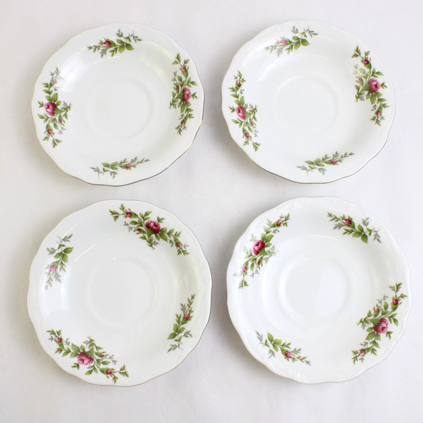 Lot Of 4 Johann Haviland Moss Rose Dishware Flat Cup Saucers