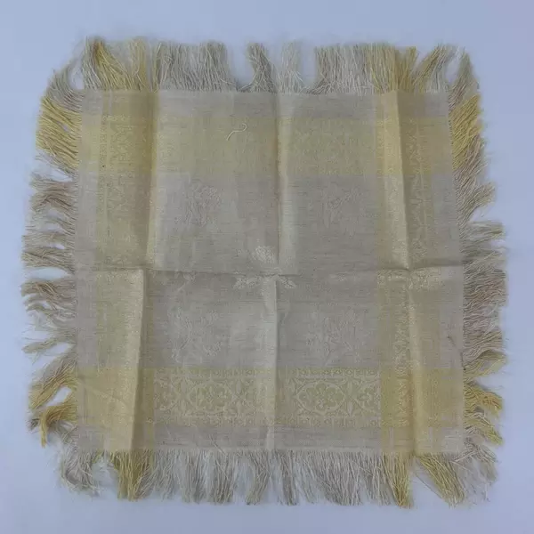 Antique 1863 Silk Damask Fringed Tea Time Napkin