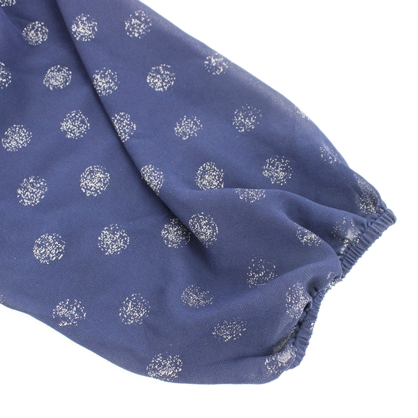 Chloe K Sheer Navy Blue Half-Sleeve Button-Up Blouse Women's Size Small