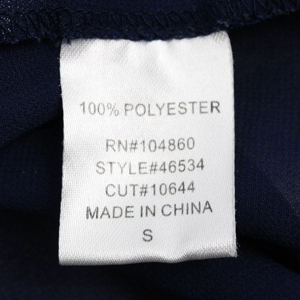 Chloe K Sheer Navy Blue Half-Sleeve Button-Up Blouse Women's Size Small