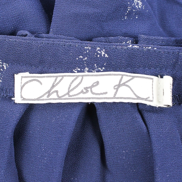 Chloe K Sheer Navy Blue Half-Sleeve Button-Up Blouse Women's Size Small