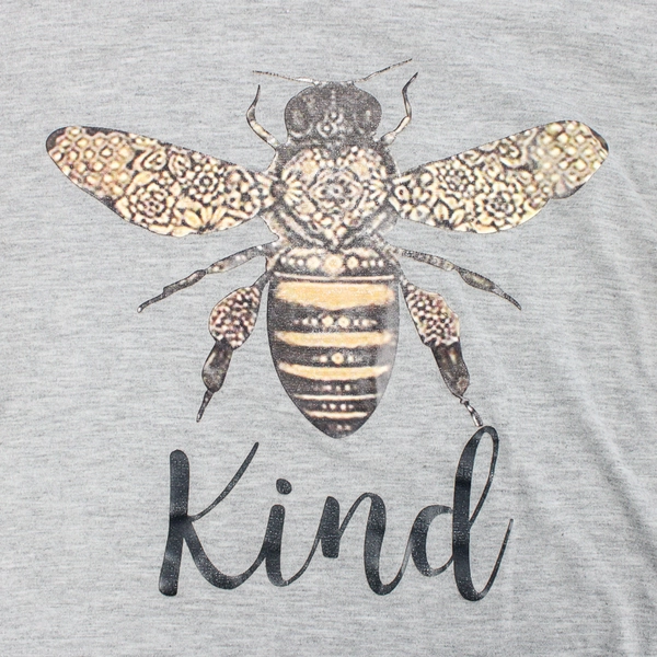 Fashion Bee Kind Gray Graphic T-Shirt Women's Size Small