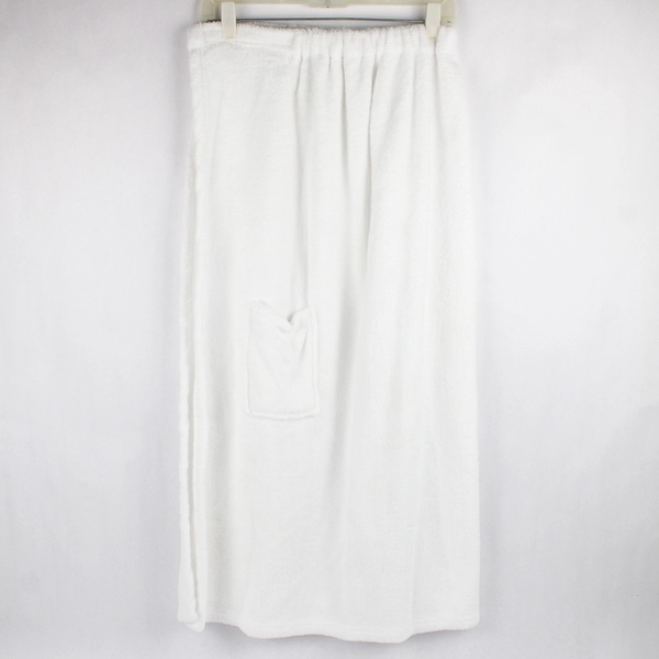Spa Luxury Hook and Loop Elastic White Bathrobe Body Wrap Towel One Size