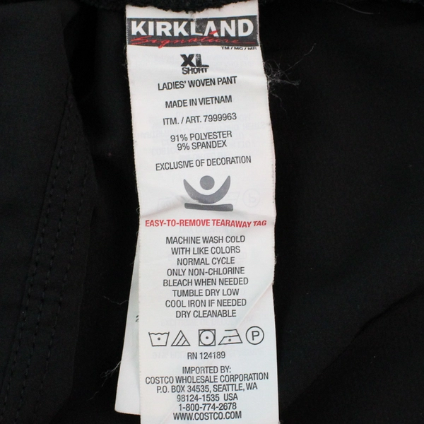 Kirkland Signature Solid Black Athletic Pants Women's Size XL Short