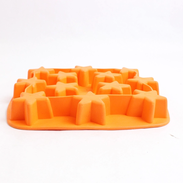 Lot Of 2 Silicone IKEA Ice Cube Trays Blue Hearts & Orange Stars