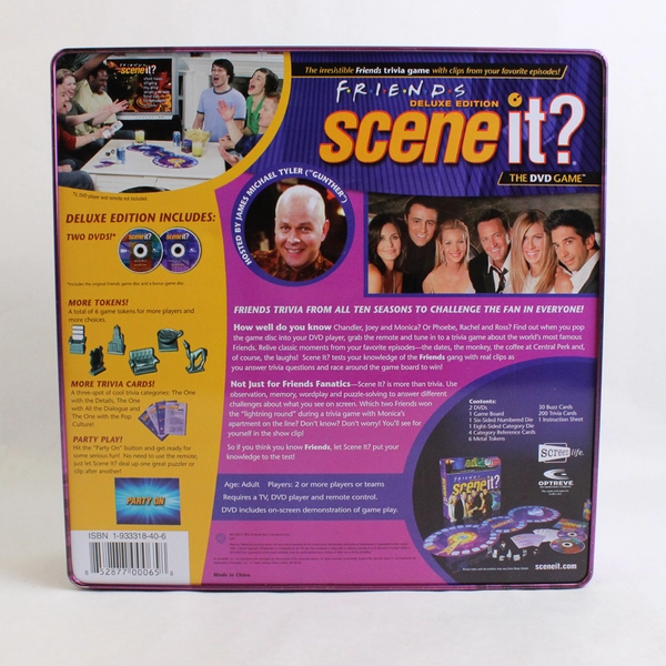 Friends Scene It? Deluxe Edition DVD Trivia Game in Tin Complete