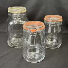 Lot of 3 Glass Bail Lid Storage Jars By Ivetri Di Fidenza And Arc