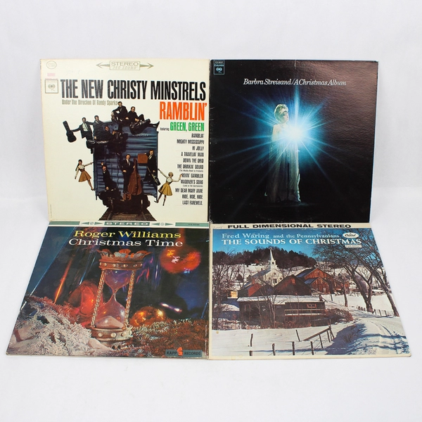 Lot of 4 Christmas Vinyl Records Roger Williams Streisand Minstrels Fred Waring