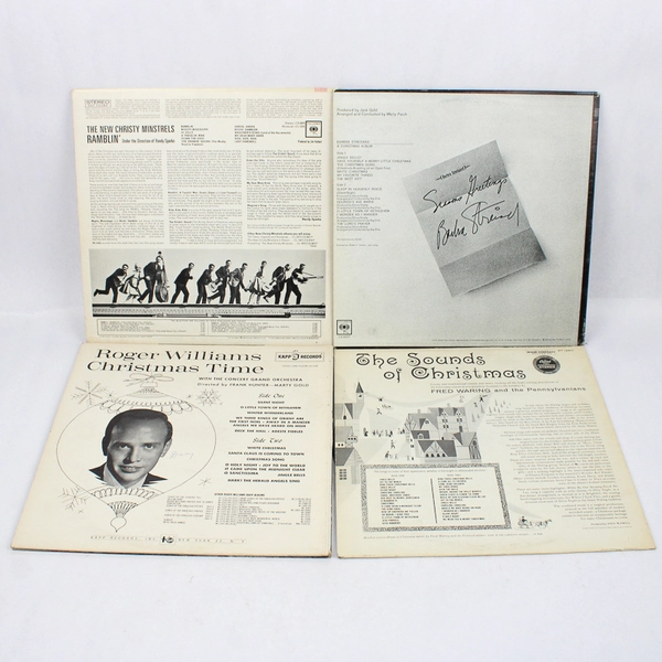 Lot of 4 Christmas Vinyl Records Roger Williams Streisand Minstrels Fred Waring